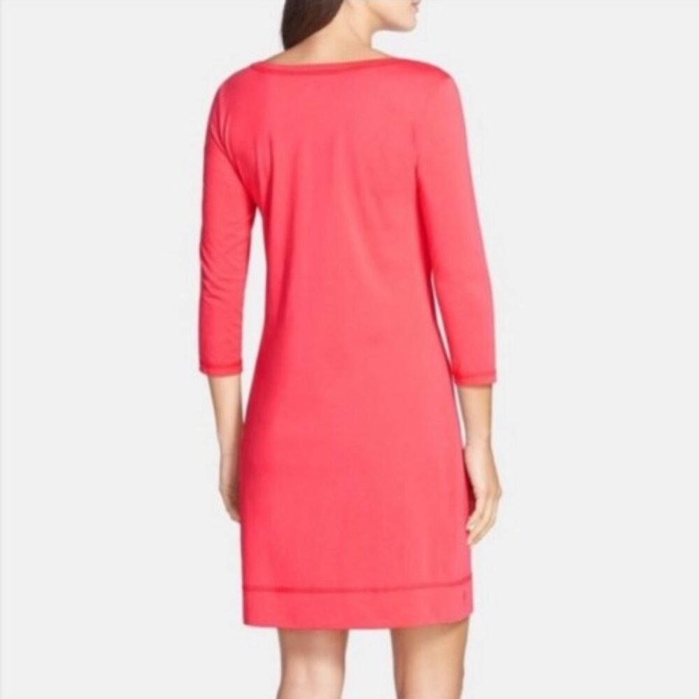 Lilly Pulitzer Palmetto Dress Size M Island Coral Pink Henley V Neck Shirtdress - Picture 15 of 15